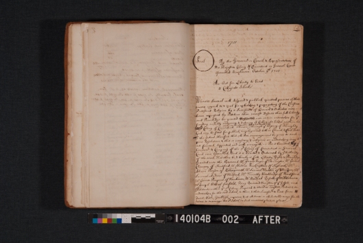 After treatment  opening to first entry dated October 9, 1701
