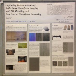 Poster on RTI of watermarks and paper surface characteristic by Yale's Soyeon Choi and Pablo Londero