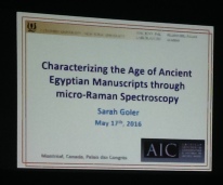 A very exciting talk about dating papyri using Raman Spectroscopy