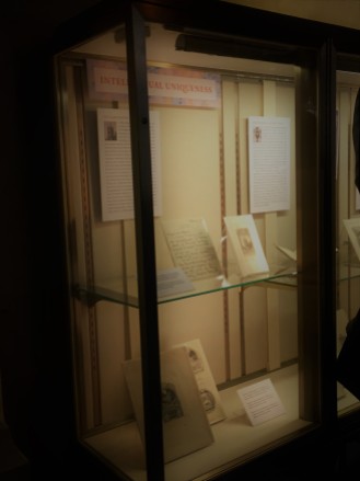 One of the cases in the corridor exhibit